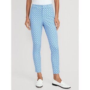 NWT Old Navy Womens High-Rise Pixie Skinny Ankle Pants Blue/White Geometric 14